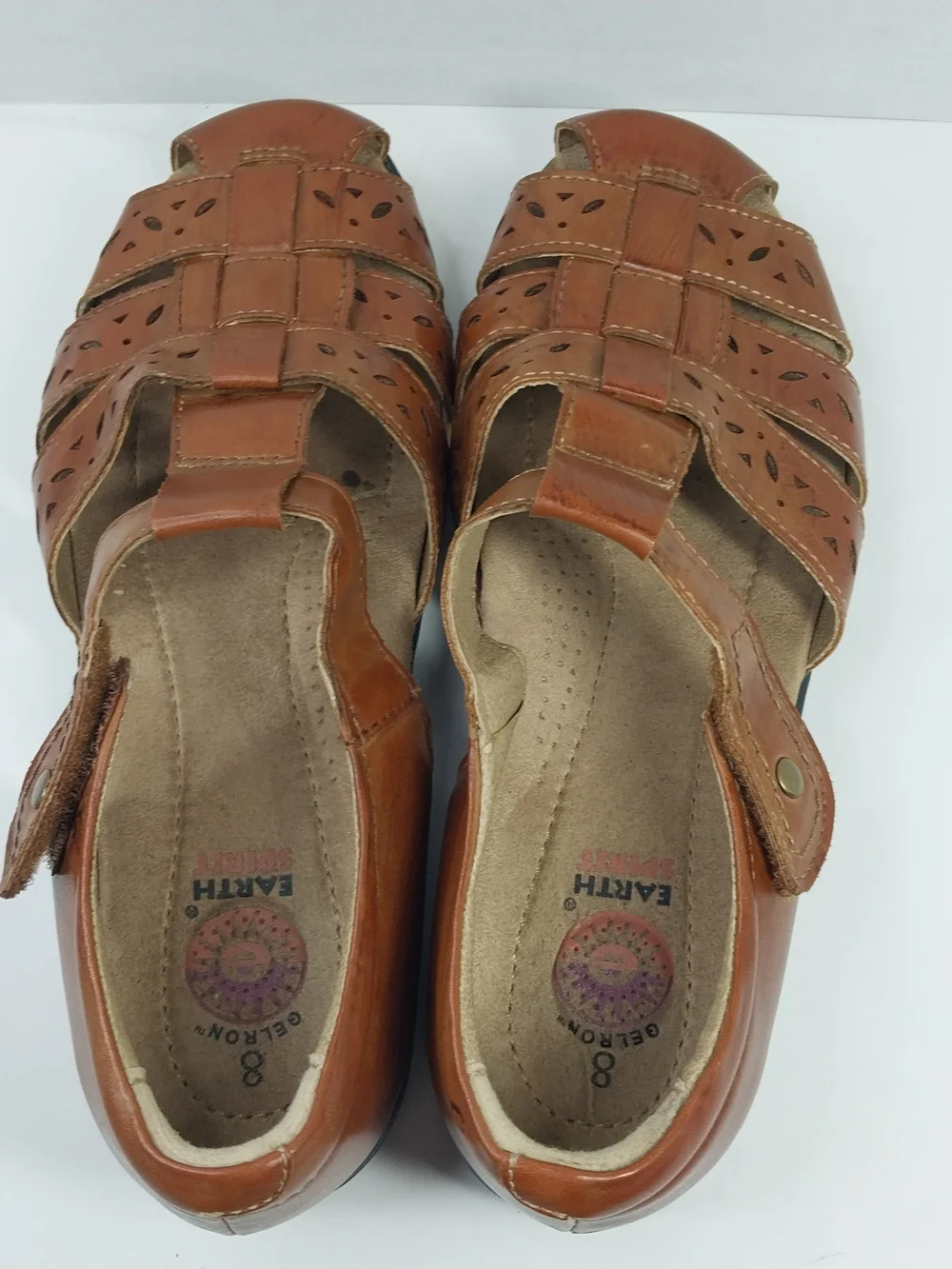 Earth Spirit Sandal Womens 8 Brown Fisherman Closed Toe Slip On Casual Leather - Picture 6 of 12